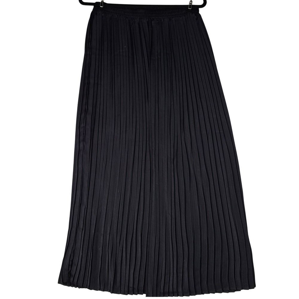 41 Hawthorn Skirt Womens M Black Pleated Maxi Elastic Waist Dress Flowy Ankle - Picture 3 of 10